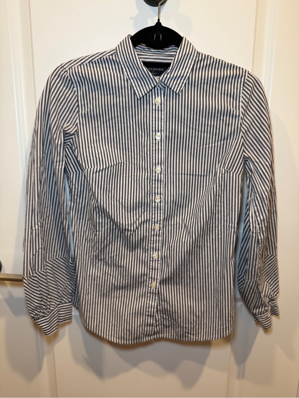 Banana Republic Navy and White Striped Dress Shirt